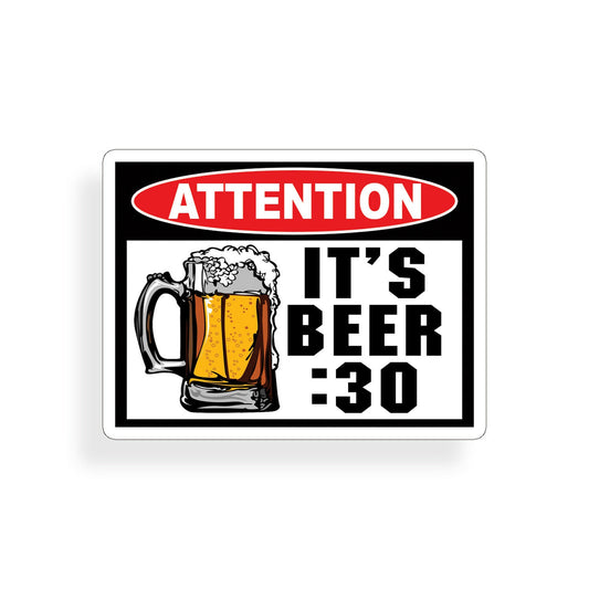 Beer 30 Attention Sticker Drink Drinking Cooler Cup Car Laptop Window Bar Decal