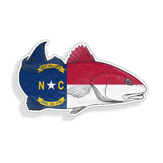 North Carolina NC State Flag Red fish Sticker Cup Laptop Car Window Bumper Decal