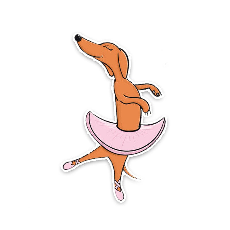 8.9*14.2CM Dachshund Dog Ballerina Car Bumper Window Decoration Car Sticker