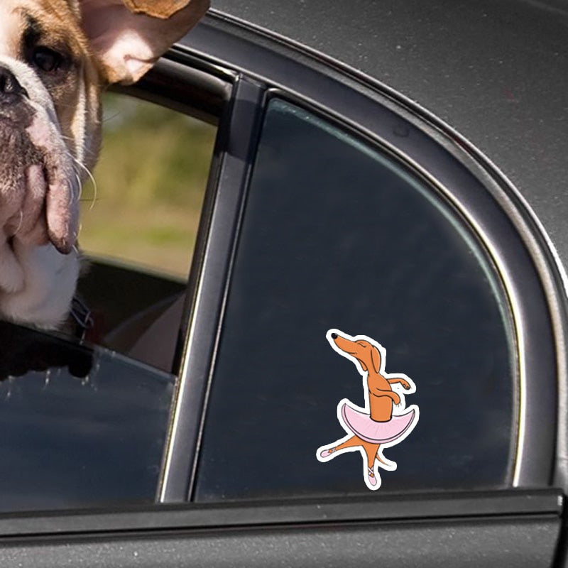 8.9*14.2CM Dachshund Dog Ballerina Car Bumper Window Decoration Car Sticker