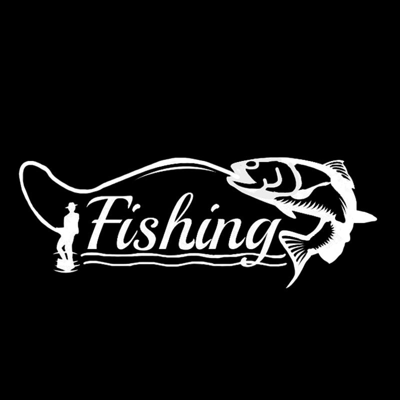 15.5*5.7CM Funny Fishing Hunter Decor Car Modelling Sticker Vinyl Silhouette C12-1608
