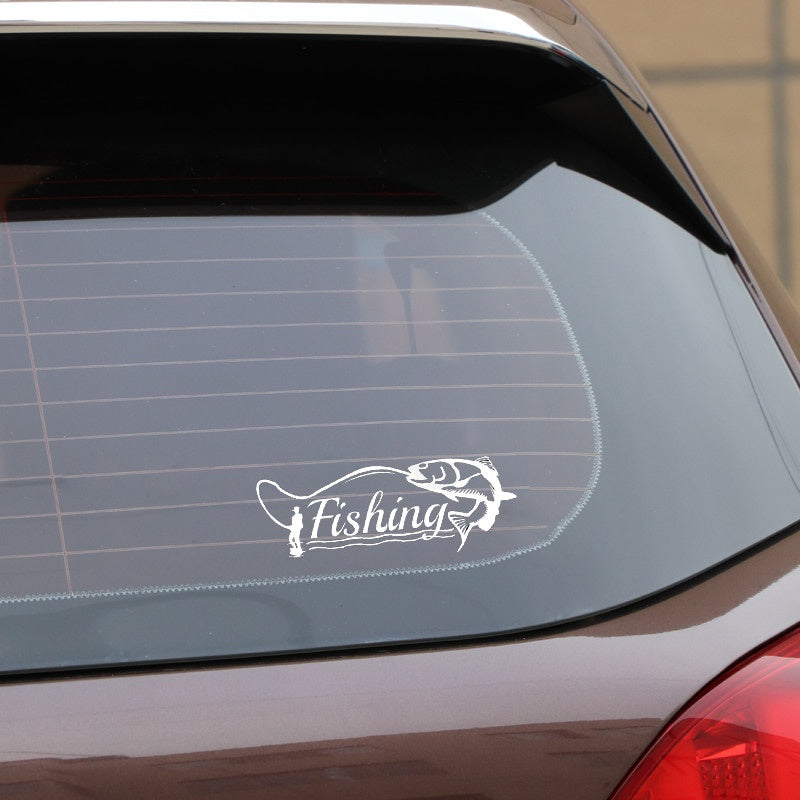 15.5*5.7CM Funny Fishing Hunter Decor Car Modelling Sticker Vinyl Silhouette C12-1608