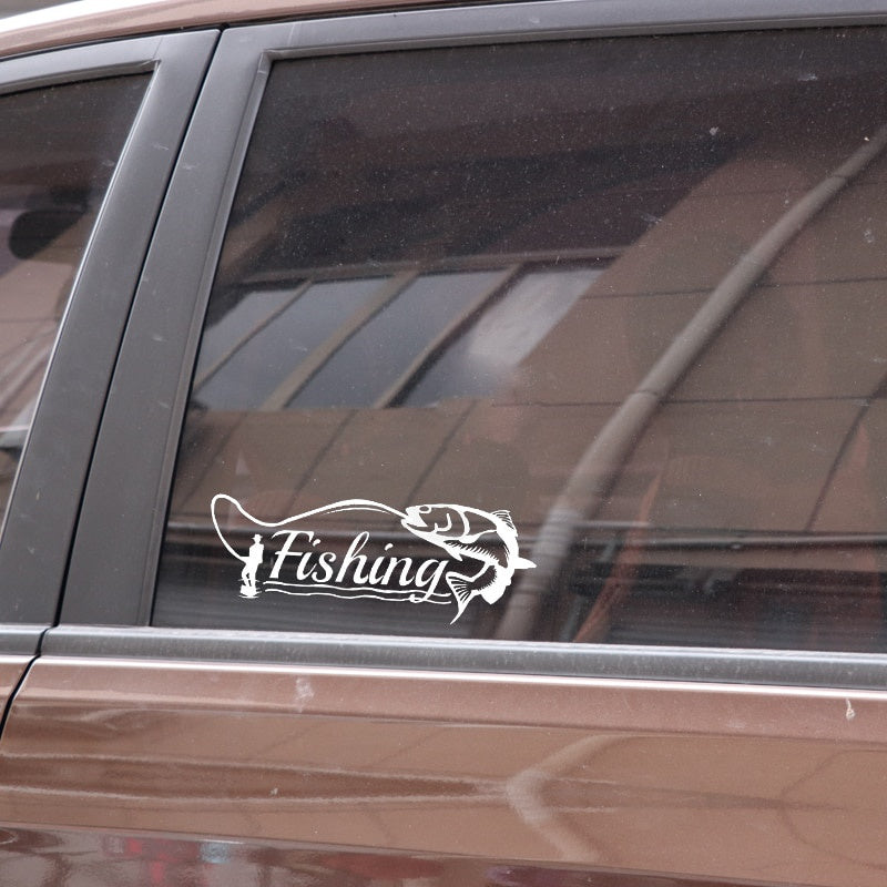 15.5*5.7CM Funny Fishing Hunter Decor Car Modelling Sticker Vinyl Silhouette C12-1608