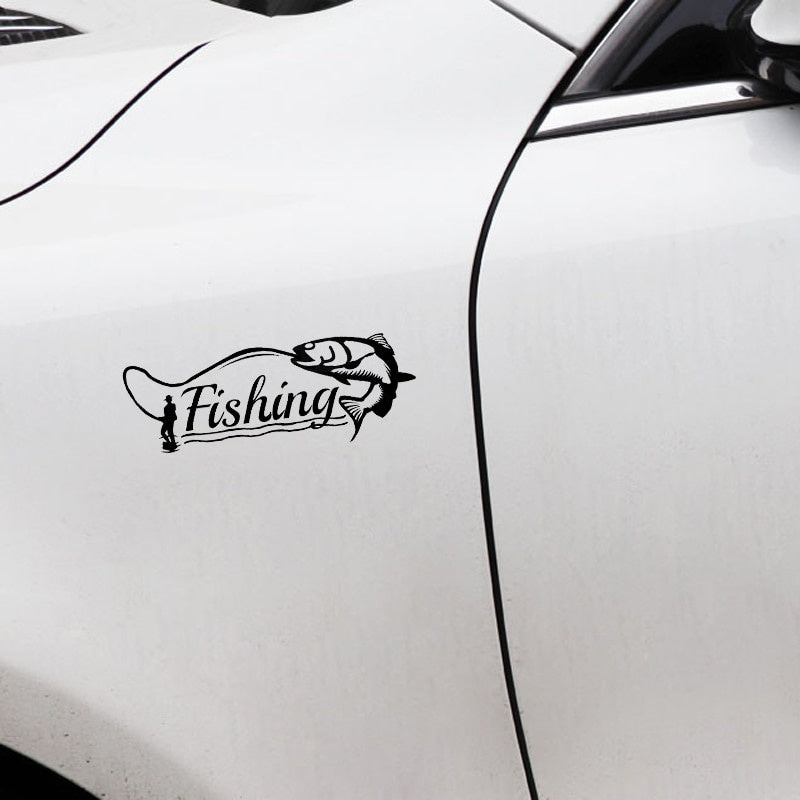 15.5*5.7CM Funny Fishing Hunter Decor Car Modelling Sticker Vinyl Silhouette C12-1608