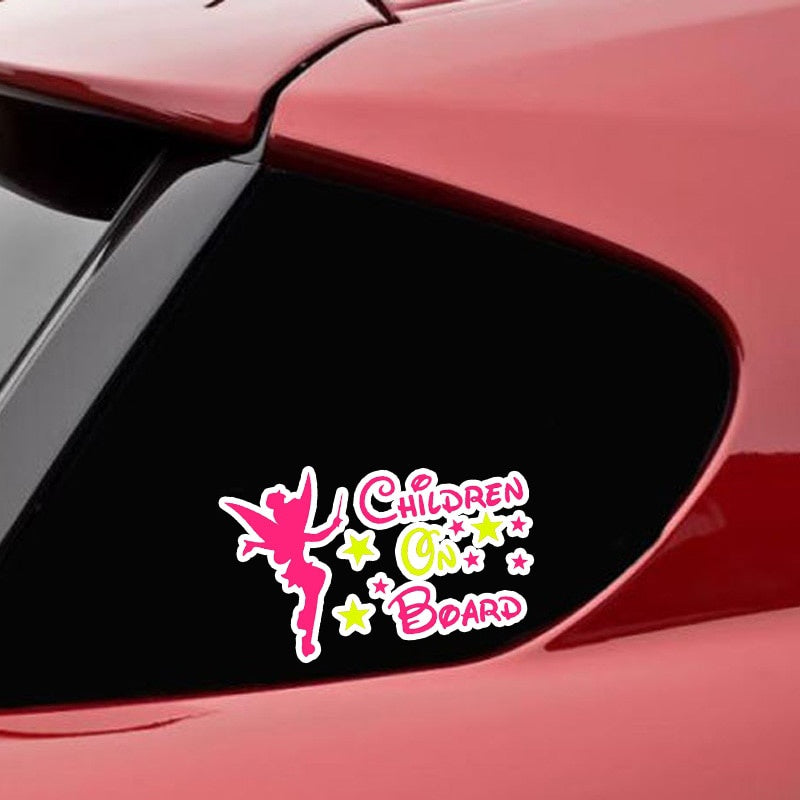15.6*9.6CM Lovely Little Fairy Car Sticker CHiLDREN BABY ON BOARD Cartoon Motorcycle Decoration