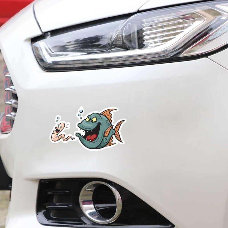17CM*9.2CM Interesting Marine Life Cartoon PVC Waterproof Decal Car Sticker