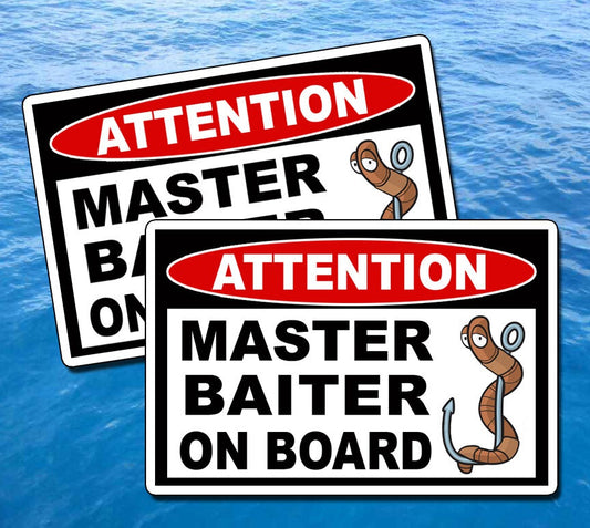 Pair of Funny Bass Boat Off Shore Fish Fishing Prank Joke Sticker Decal Man Dad