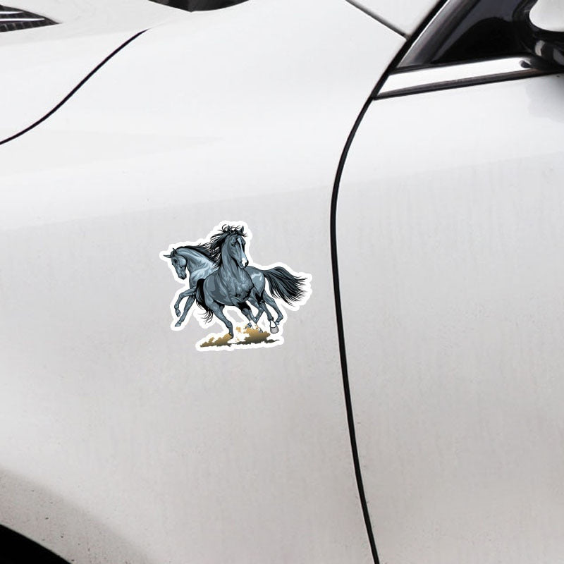 16CM*13.8CM Personalized Animal Two Horses PVC Waterproof Decal Car Sticker Decoration