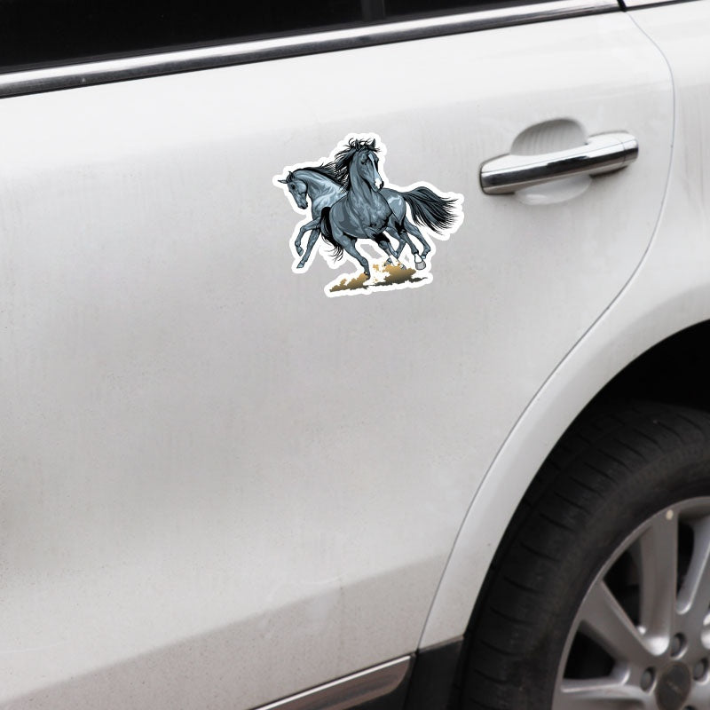 16CM*13.8CM Personalized Animal Two Horses PVC Waterproof Decal Car Sticker Decoration