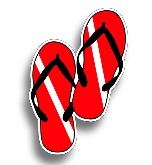 Diver Down Flip Flop Sticker Scuba Dive Flag Beach Cup Car Window Bumper Decal