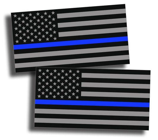2Pcs  Blue Line USA Flag Sticker Car Truck Laptop Window Bumper Graphic Decals