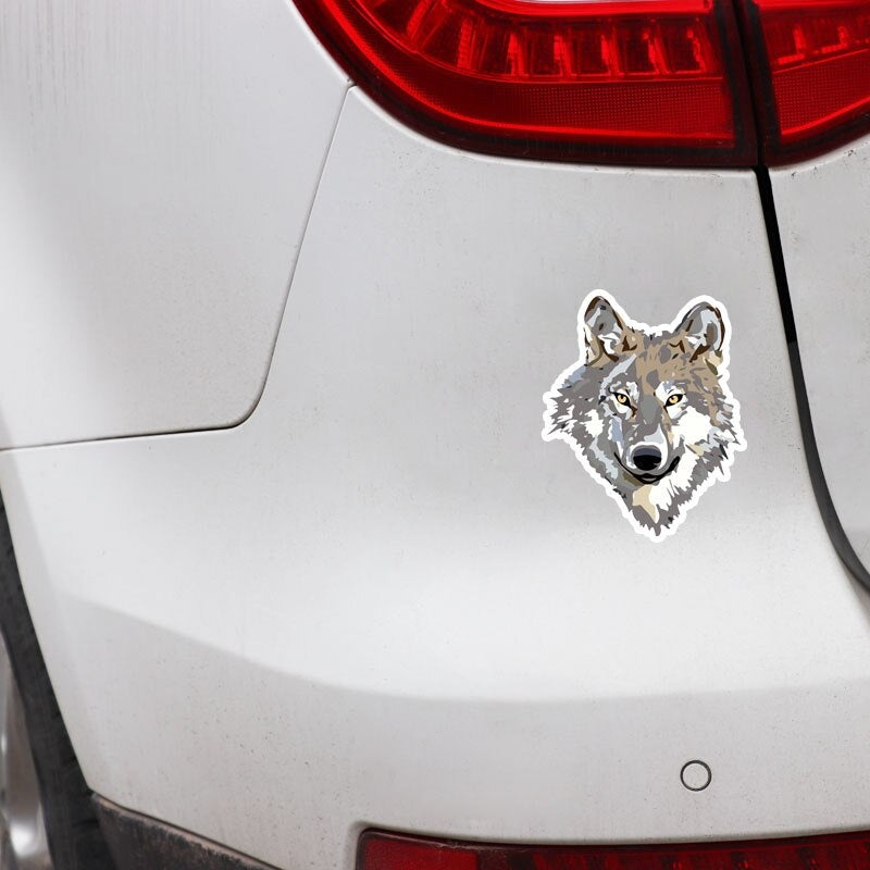 14CM*17CM Personalized Animal Wolf Head Fashion PVC Car Sticker Decal