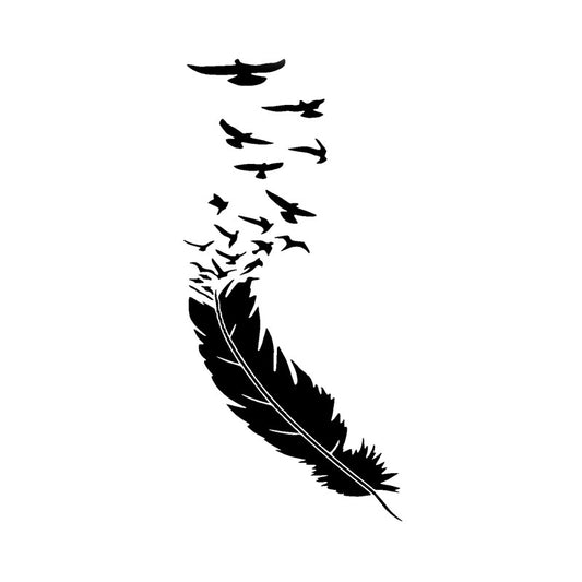 9.4*20CM Fashion FEATHER With Birds Vinyl Decals Car Window Sticker Black/Silver S8-1481