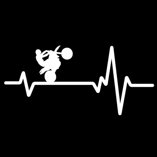16.3CM*7.5CM  Dirt Bike Motorcycle Tires Wheelie Heartbeat Vinyl Black/Silver  Car Sticker C22-1258