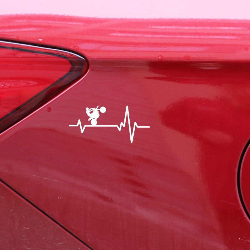 16.3CM*7.5CM  Dirt Bike Motorcycle Tires Wheelie Heartbeat Vinyl Black/Silver  Car Sticker C22-1258
