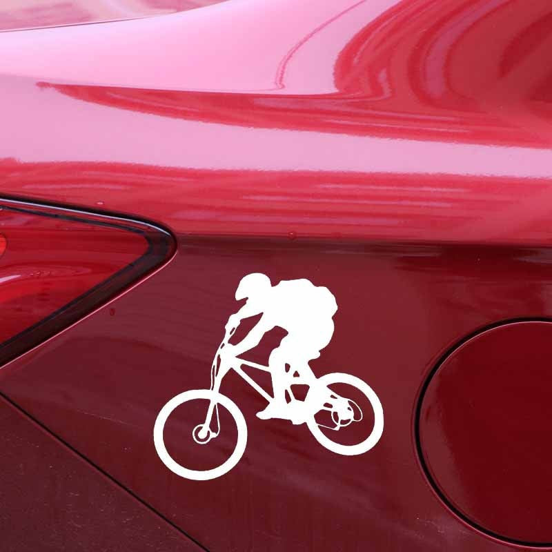 15.5CM*14.4CM Cycling Mountain Bike Horseman Delicate Vinly Decal Interesting Decor Car Sticker Black/Silver C27-0653