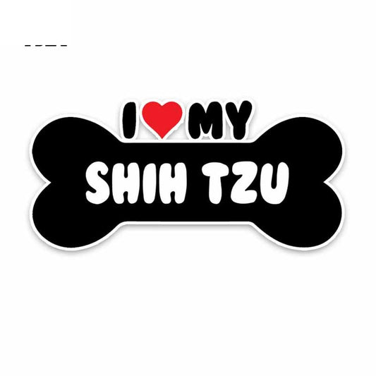 15*7.1CM  I Heart My Shih Tzu Dog Bone PVC Car Bumper Car Sticker Decals