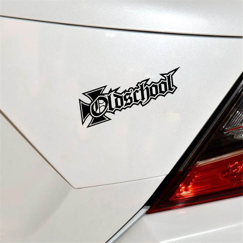 15.2CM*4.7CM OLD SCHOOL Vinyl Decal Tuning Hardcore Car Sticker Black Silver C10-01086