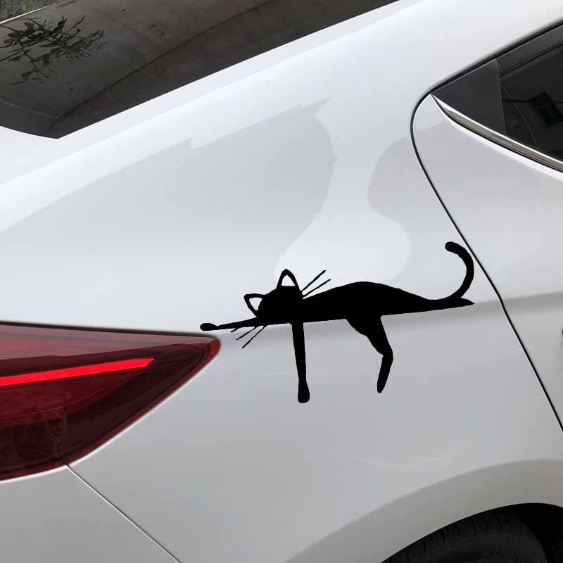 15.9X8.4CM Vinyl Decal Cute Cat Animal Dream Funny Cheerful Cartoon Car Sticker Black/Silver C24-1763