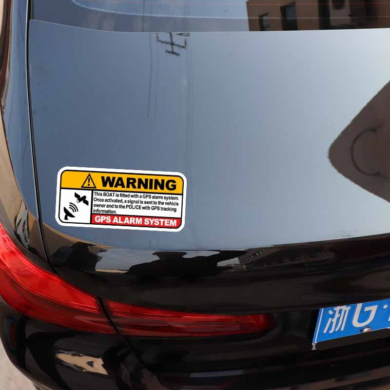 13*5.8CM Warning Boat Real Time GPS Tracking Link To   Decals PVC Car Sticker