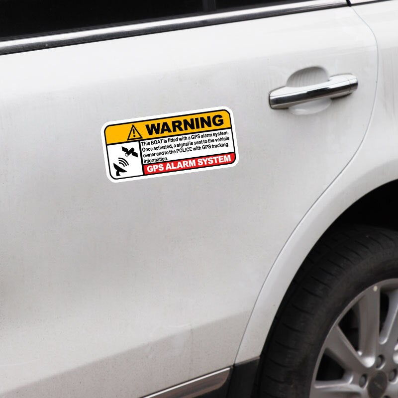 13*5.8CM Warning Boat Real Time GPS Tracking Link To   Decals PVC Car Sticker