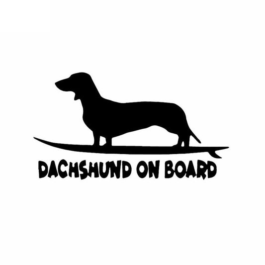 16X8.8CM Funny Dog Decal Vinyl Car Sticker Window Decor Dachshund On Board Black/Silver C24-1624