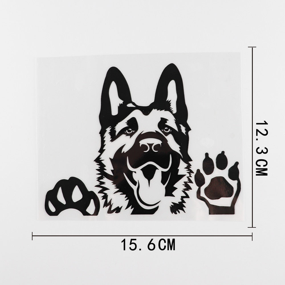 15.6X12.3CM Art Decal German Shepherd Dog Vinyl Car Sticker Black/Silver  8A-0003