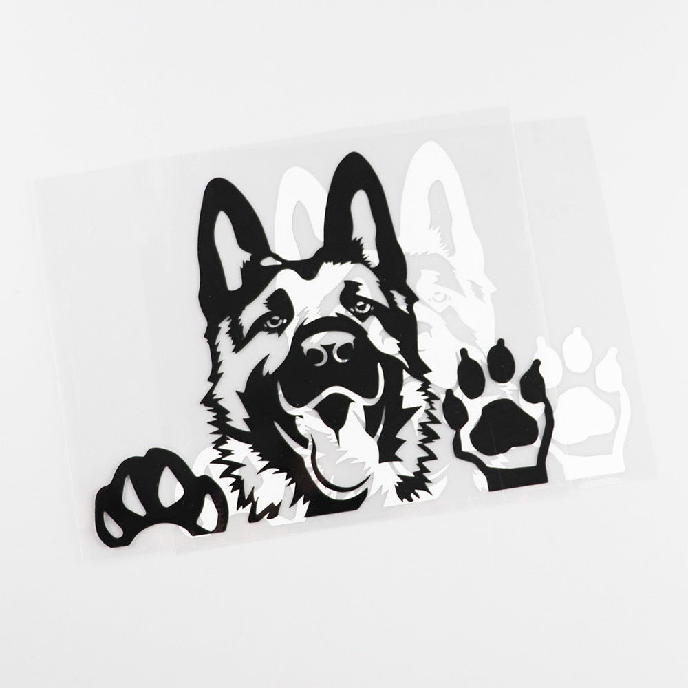 15.6X12.3CM Art Decal German Shepherd Dog Vinyl Car Sticker Black/Silver  8A-0003