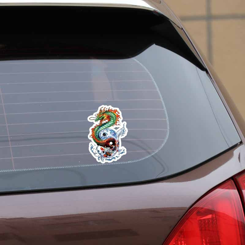 10.8CM*16CM Personalized Animal Dragon And Fish PVC Decal Car Sticker