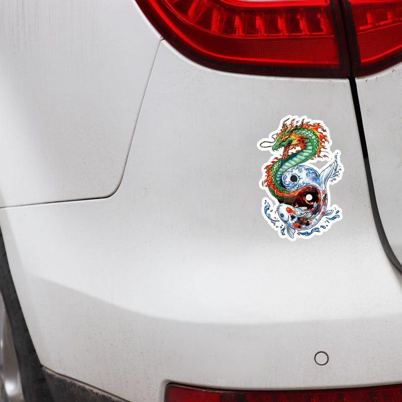 10.8CM*16CM Personalized Animal Dragon And Fish PVC Decal Car Sticker