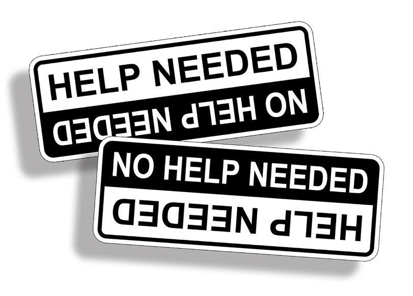 2Pcs Help Needed Sticker Upside Down 4x4 Off Road Decal Graphic Window Bumper Truck