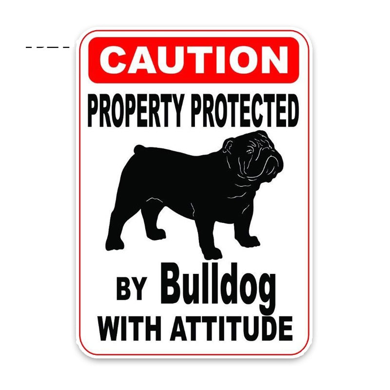 10*14.2CM Property Protected By Bulldog Dog PVC Car Decoration Car Sticker Decals