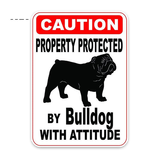 10*14.2CM Property Protected By Bulldog Dog PVC Car Decoration Car Sticker Decals
