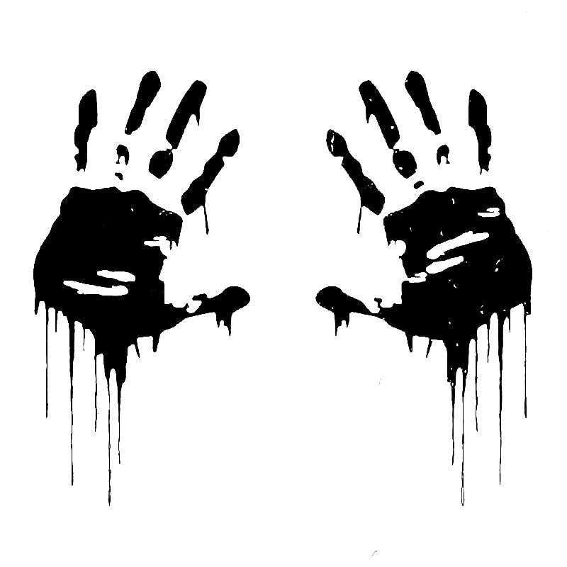7.5CMX15CM Zombie Bloody Hands Print Fun Vinyl Car Sticker Motorcycle Window Decal Accessories Black Silver Red C1-2137