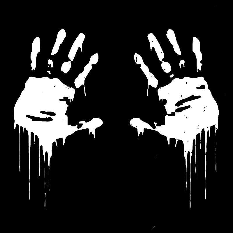 7.5CMX15CM Zombie Bloody Hands Print Fun Vinyl Car Sticker Motorcycle Window Decal Accessories Black Silver Red C1-2137