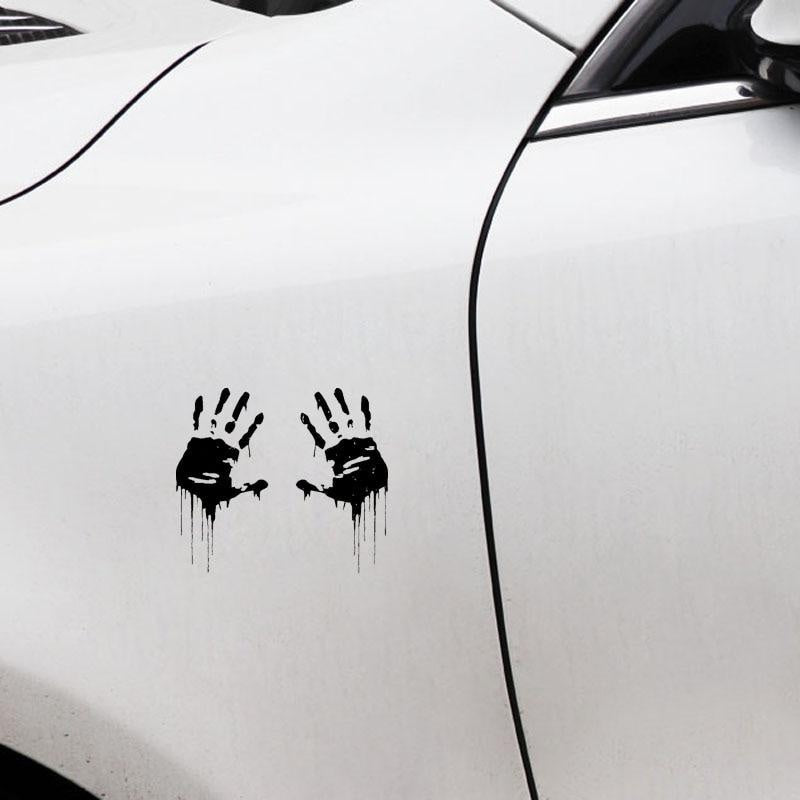 7.5CMX15CM Zombie Bloody Hands Print Fun Vinyl Car Sticker Motorcycle Window Decal Accessories Black Silver Red C1-2137