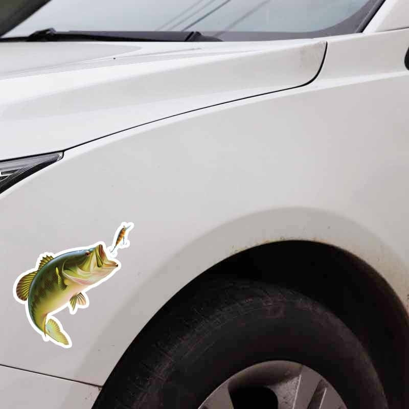 12.5CM*13CM Fun Cartoon Big Fish Eats Small Fish PVC Car Sticker Decal