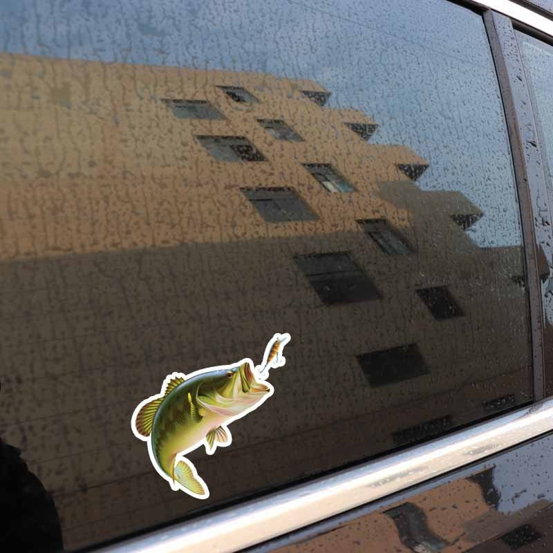 12.5CM*13CM Fun Cartoon Big Fish Eats Small Fish PVC Car Sticker Decal