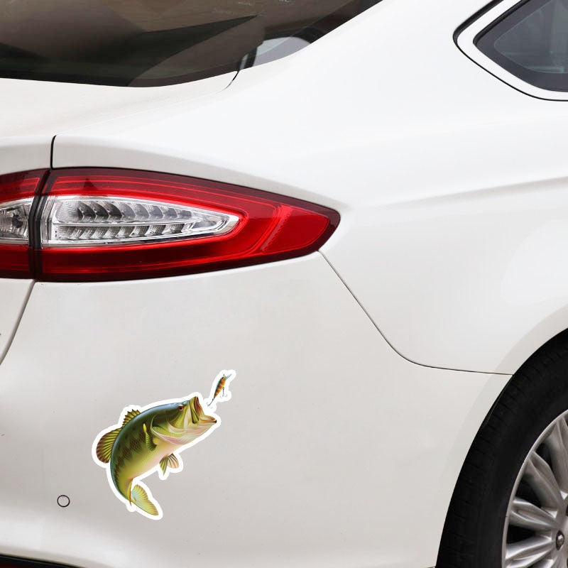 12.5CM*13CM Fun Cartoon Big Fish Eats Small Fish PVC Car Sticker Decal