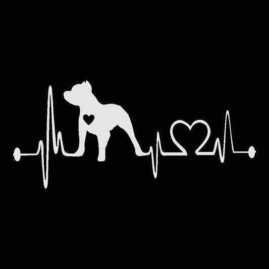 19CM*8.5CM Pitbull Heartbeat Lifeline Car Decoration Vinyl Decal Black/Silver C2-3143