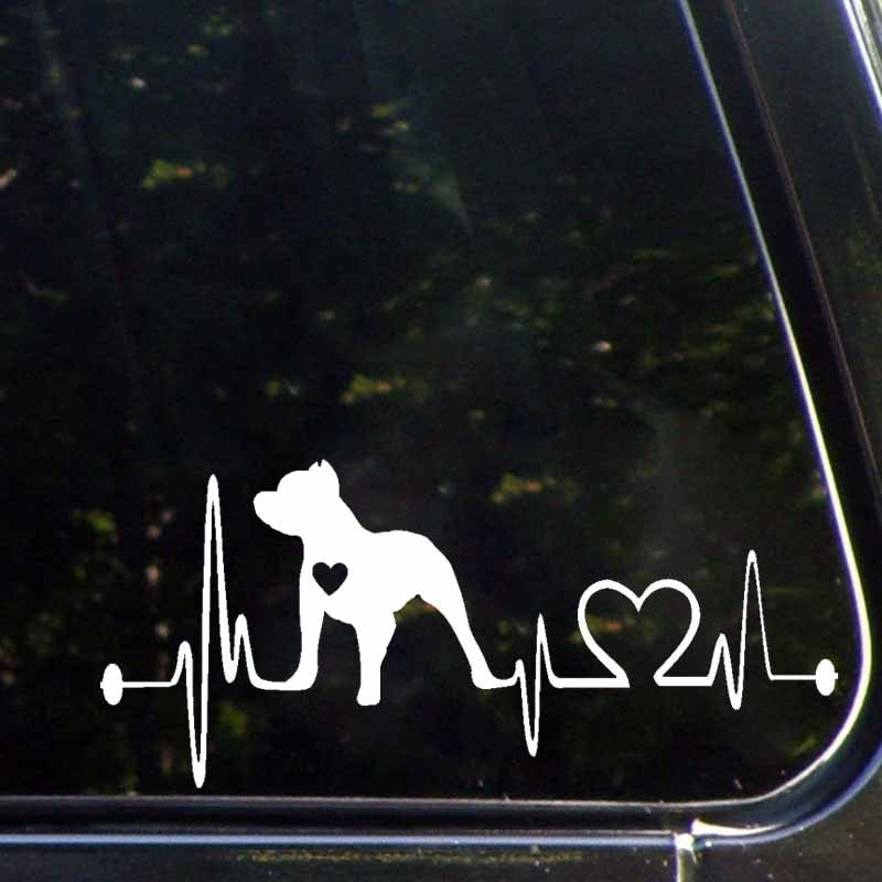 19CM*8.5CM Pitbull Heartbeat Lifeline Car Decoration Vinyl Decal Black/Silver C2-3143