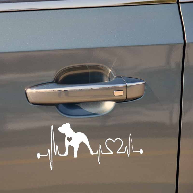 19CM*8.5CM Pitbull Heartbeat Lifeline Car Decoration Vinyl Decal Black/Silver C2-3143