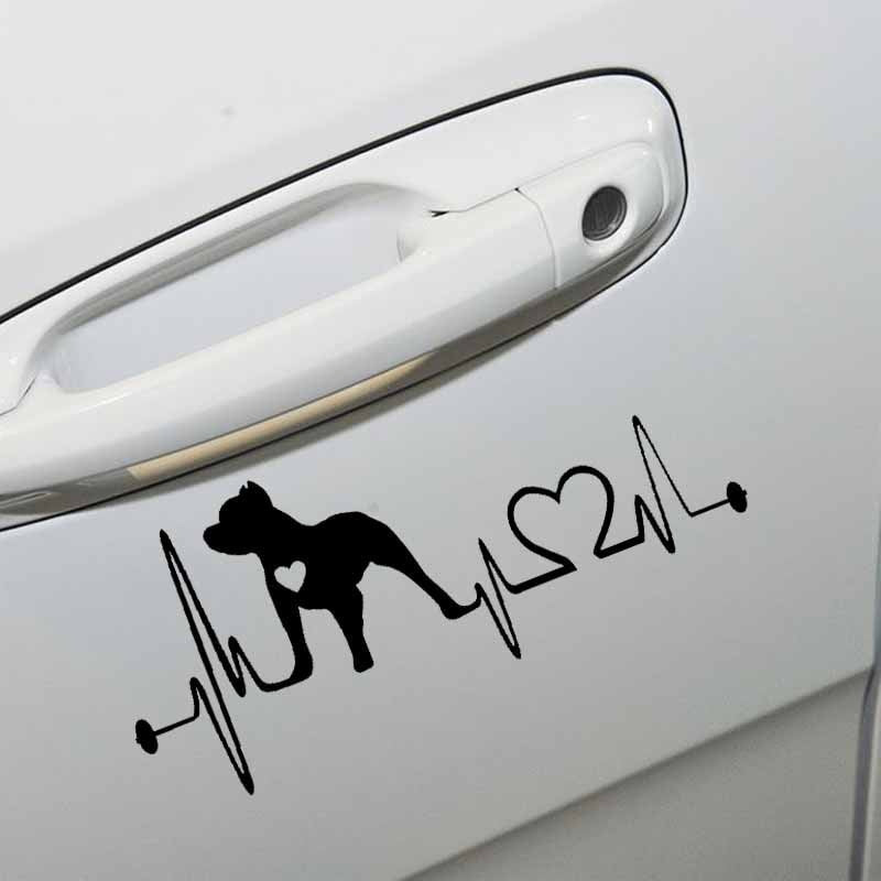 19CM*8.5CM Pitbull Heartbeat Lifeline Car Decoration Vinyl Decal Black/Silver C2-3143