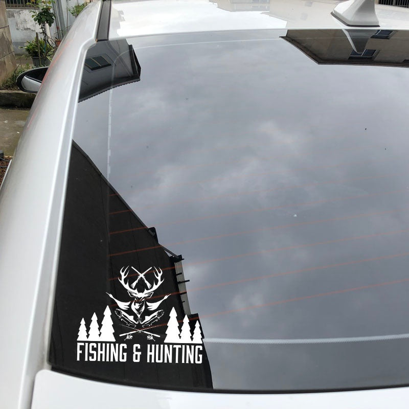 17.8cm*13.7cm Fishing Hunting Shop Hunter Fisherman Vinyl Stickers Decals S4-0084