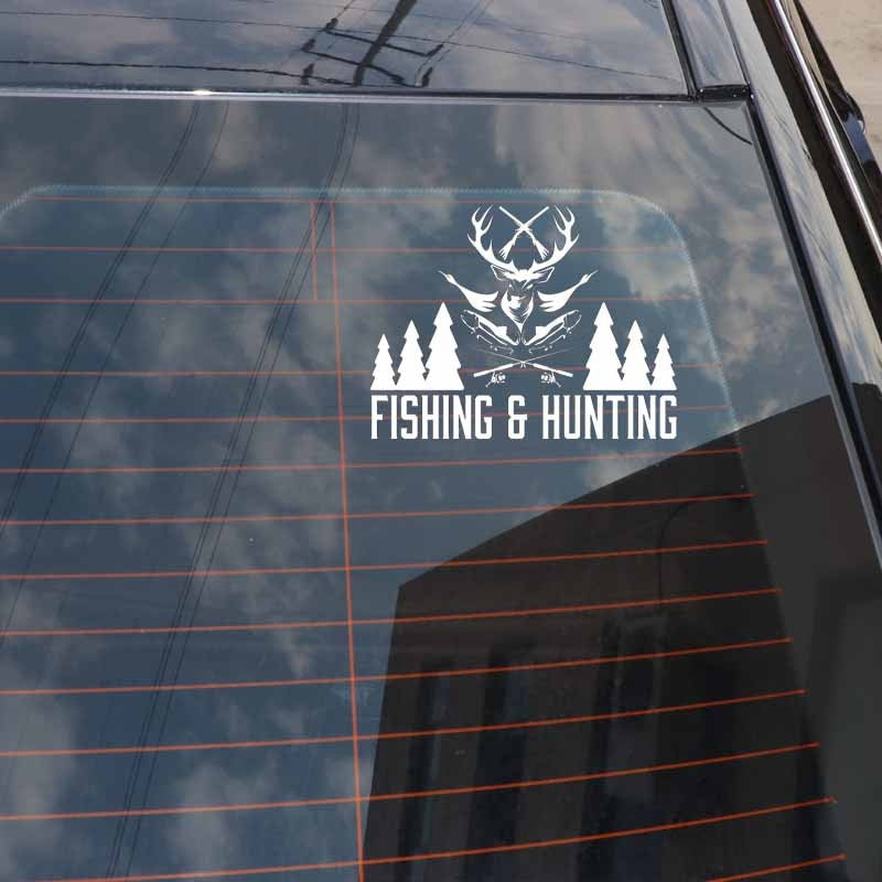 17.8cm*13.7cm Fishing Hunting Shop Hunter Fisherman Vinyl Stickers Decals S4-0084