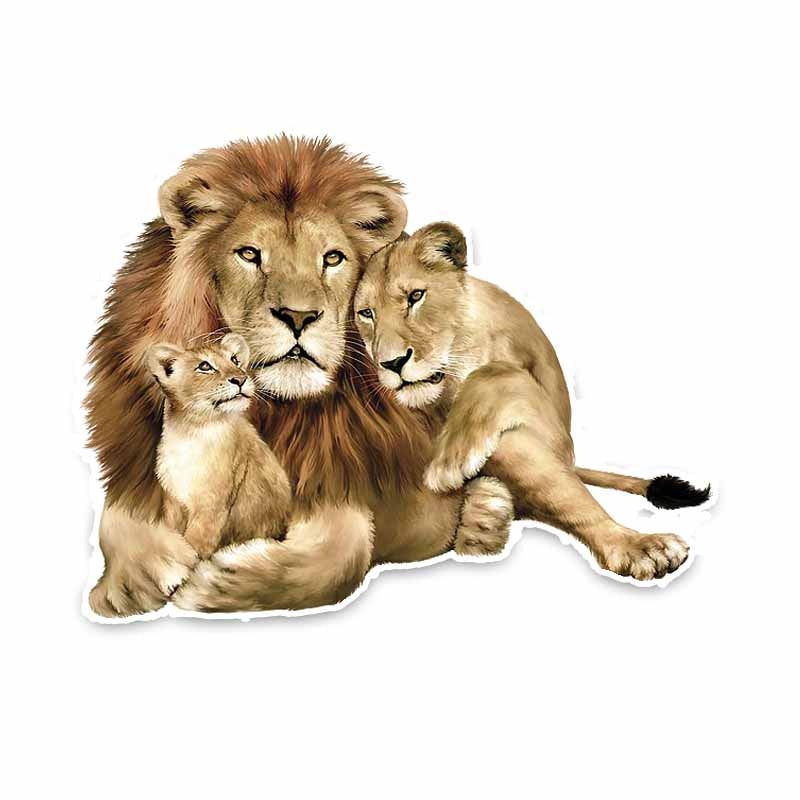 13.7CM*10.5CM Lion Family Interesting Personality PVC Car Sticker Decal Graphical