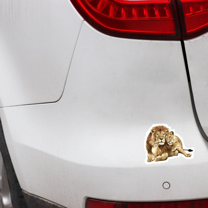 13.7CM*10.5CM Lion Family Interesting Personality PVC Car Sticker Decal Graphical