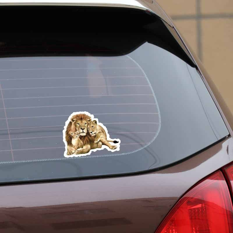13.7CM*10.5CM Lion Family Interesting Personality PVC Car Sticker Decal Graphical