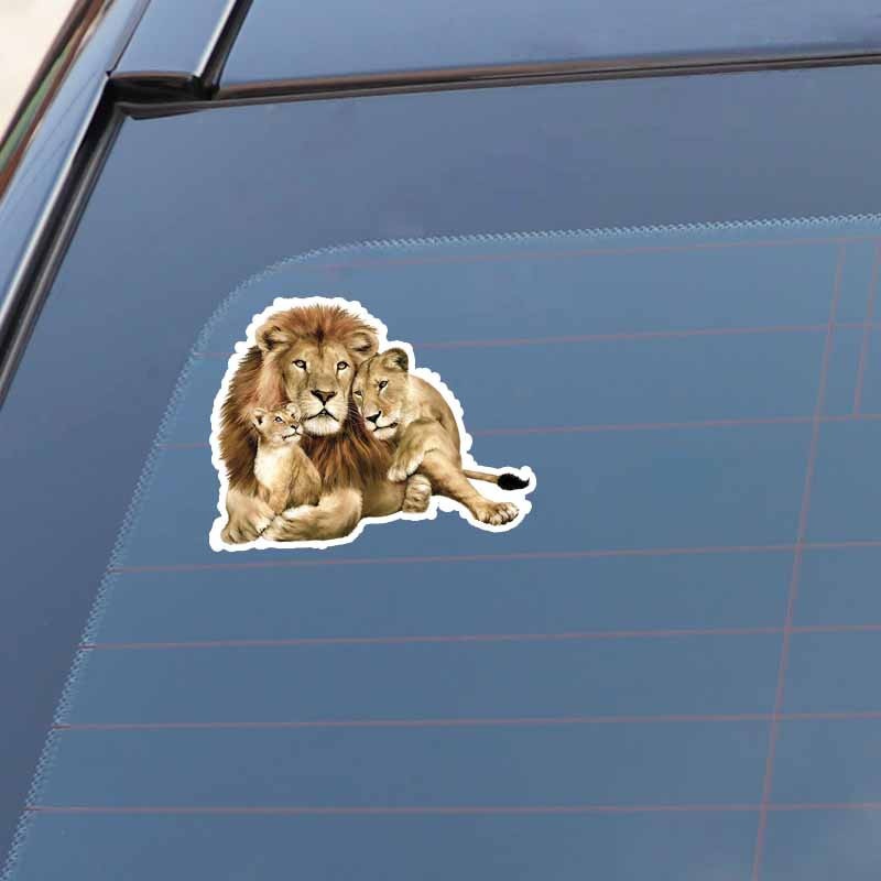 13.7CM*10.5CM Lion Family Interesting Personality PVC Car Sticker Decal Graphical