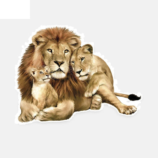 13.7CM*10.5CM Lion Family Interesting Personality PVC Car Sticker Decal Graphical